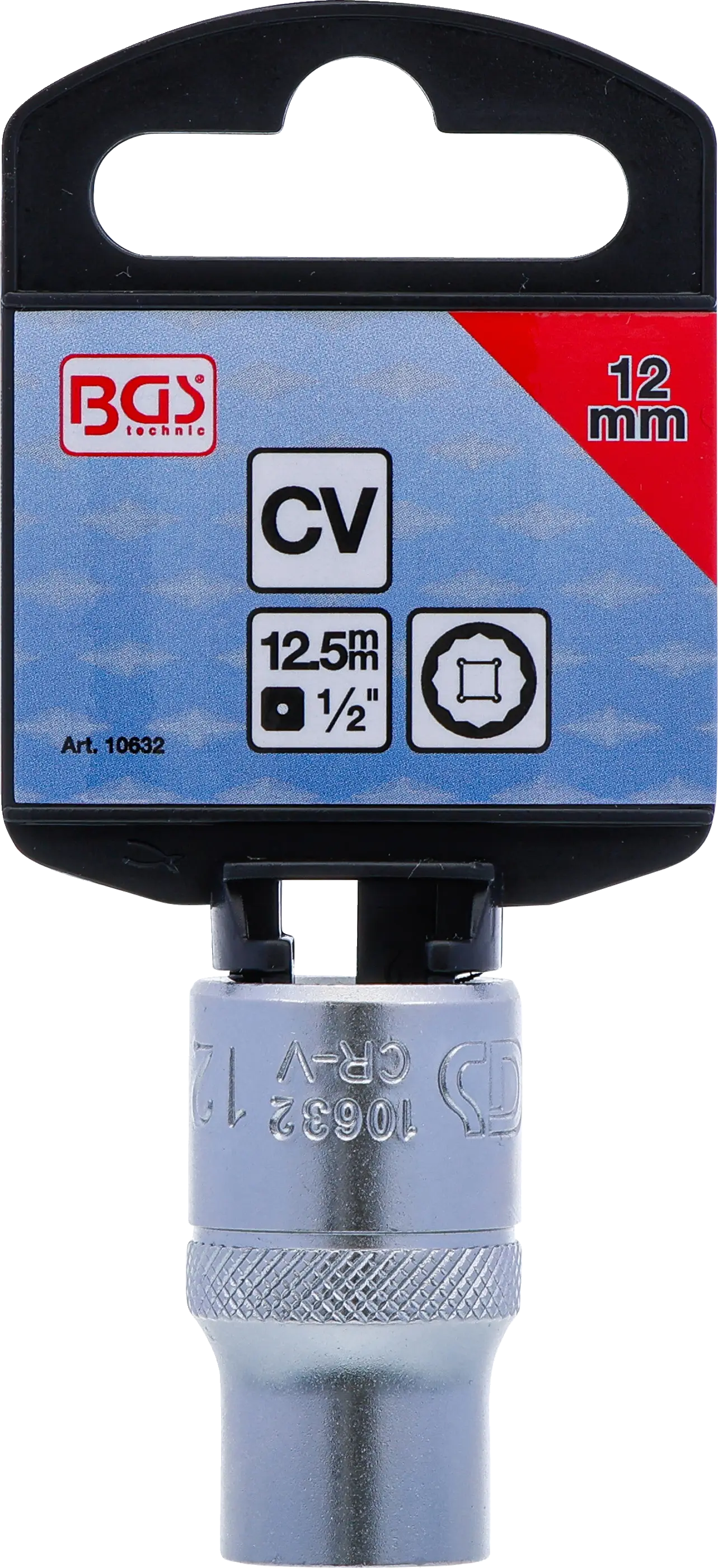 Balenie s etiketou nástrčného kľúča BGS 12 mm Balenie s etiketou nástrčného kľúča BGS 12 mm