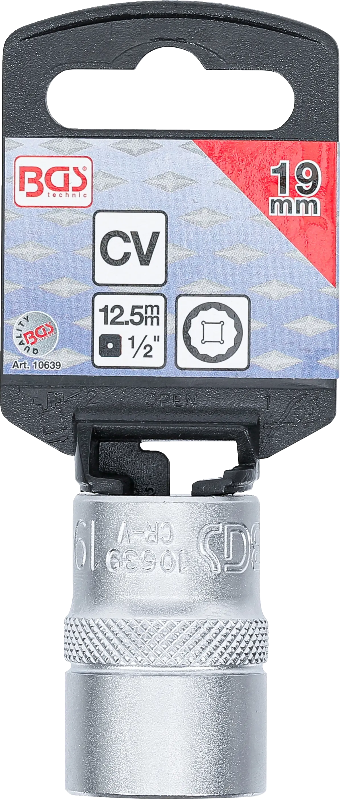 Balenie s etiketou nástrčného kľúča BGS 19 mm Balenie s etiketou nástrčného kľúča BGS 19 mm