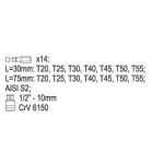 Sada bitov 15 ks TORX box - YT-0411