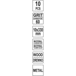 Brúsny pás 10 x 330 mm, P60, 10 ks - YT-09743