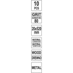 Brúsny pás 20 x 520 mm, P80, 10 ks - YT-09748