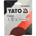 Brúsny papier 125 mm P120 5 ks suchý zips - YT-83435