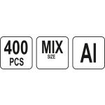 Trhacie hliníkové nity, sada 400ks (2,4; 3,2; 4,0; 4,8 mm) - YT-36420