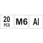 Hliníkové nitovacie matice M6, 20ks - YT-36454