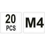 Oceľové nitovacie matice M4, 20ks - YT-36471