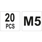 Oceľové nitovacie matice M5, 20ks - YT-36472