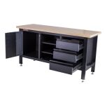 Dielenský stôl s drevenou pracovnou doskou, skrinkou a troma suplikmi - TSK7513-LS