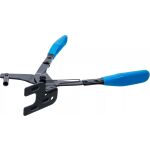 Bočný pohľad na kliešte BGS pre úchytky výfuku s modrými rukoväťami – B8256