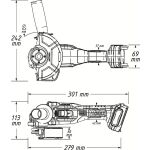 Technický výkres brúsky Hazet s rozmermi a označením ovládacích prvkov, Hazet 9533-10 - HA265091