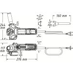 Technický nákres uhlovej brúsky Hazet s rozmermi a komponentmi - HA264919