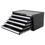 Čierna dielenská skrinka s 5 zásuvkami, celokovová konštrukcia s práškovým lakovaním - AH1575