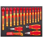 Elektrikárska sada VDE klieští a kľúčov vo výplni do dielenského vozíka - H14019VDE