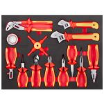 Sada kľúčov a klieští VDE vo výplni dielenského vozíka pre elektrikárov - H14019VDE
