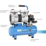 Tichý bezolejový kompresor Güde AIRPOWER 105/8/6 so 6-litrovou oceľovou nádržou - GU50133