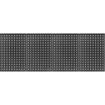 Dierovaná doska k zostave nábytku, práškovo lakovaný oceľový plech, štvorcové otvory 10x10 mm