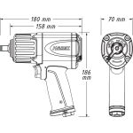 Technický nákres pneumatického rázového uťahováka Hazet 1/2