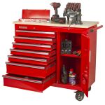 Červený dielenský vozík s bočnou skinkou, 7 zásuviek - TBR-L4407E-X
