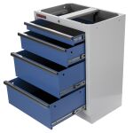 Celokovová dielenská skrinka PROFI BLUE, 4 šuflíky 680x458x910 mm - MTGC1304