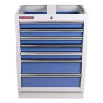 Skriňka celokovová s 7-mi šuplíkmi PROFI, modrá - MTGC1307