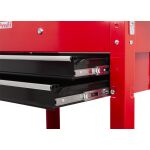 Detail kovových koľajníc zásuviek s guličkovými ložiskami pracovného stolíka - AHProfi TC310