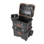 Ssada vodotesných kufrov na kolieskach TACTIX, 2 kusy s priehradkou - TC320420