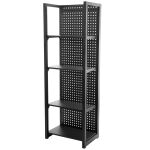 Čierny policový regál, celokovový, 4 police