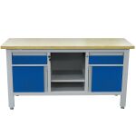 Dielenský stôl s dvomi zásuvkami, s dvoma skrinkami a policou - TSK7522-L