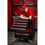 Dielenský vozík so zásuvkami naplnenými náradím a plastovou pracovnou plochou - AH12449