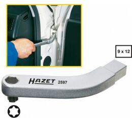 Nástrčný kľúč pre dverné závesy, zahnutý držiak bitov 2597 Hazet - HA017379