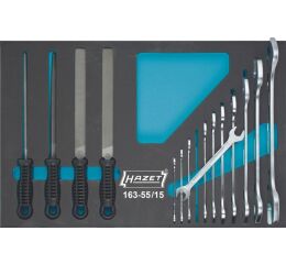 Sada náradia, obojstranné ploché kľúče, pilníky 163-55/15 Hazet - HA122806