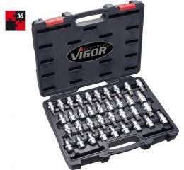  Súprava nástrčných hlavíc 1/2”, 36 ks, VIGOR - V2496