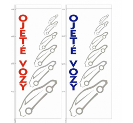 Vlajka OJETÉ VOZY - bílá, modrý nápis - 125210050M