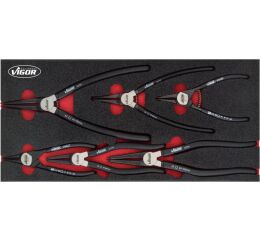 Kleště na pojistné kroužky ve vložce do dílenského vozíku, 6ks VIGOR - V4999