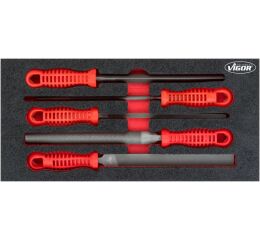 Pilníky ve výplni do dílenského vozíku, 5 ks VIGOR - V5072