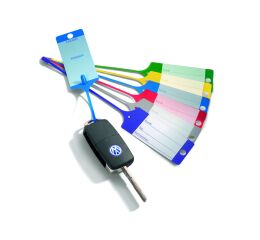 Ceduľky na kľúče plastové PP - modro/biele - 434010080