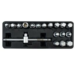 Sada kľúčov nástrčných na zátky olejových vaní motorov 3/8" - 18 ks - YT-0599
