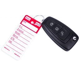 Červené PLUS plastové visačky na kľúče 250ks - 434020011