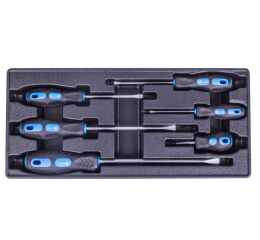 Sada 6ks plochých skrutkovačov vo výplni do dielenského vozíka - VV006PS01