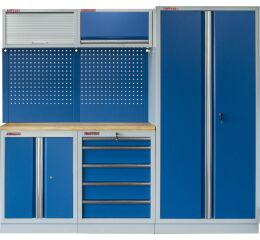Zostava PROFI BLUE dielenského nábytku s vysokou širokou skriňou 5 ks - MTGS1300WA