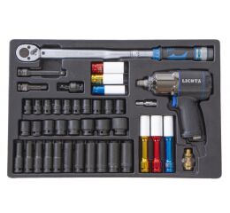 Sada momentový kľúč a uťahovák 1/2",42 dielov - LIACK381001
