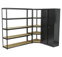 Rohový regálový systém PREMIUM s dielenskou skriňou, 3 diely -  AH1008