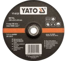 Kotúč na kov 125 x 22 x 6,0 mm vypuklý brúsny - YT-6124