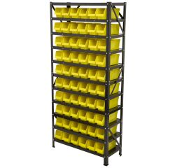 Kovový regál s plastovými boxmi, 60 ks - AH019342