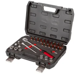 Momentový kľúč 3/8", 5 - 60 Nm s príslušenstvom, 28 ks