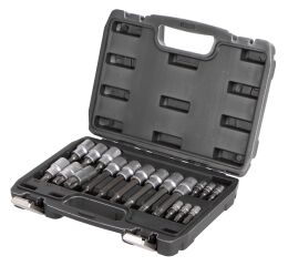 Hlavice s bitmi TORX 18 ks 1/2" a 1/4" v kovovom boxe - AH121801