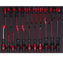 Sada skrutkovačov vo výplni do dielenského vozíka, 23 ks - AH12449-SŠ