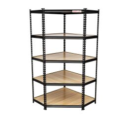 Rohový policový regál STYLE, 5 políc, 900 x 900 x 1830 mm