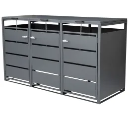 Kovový prístrešok na 3 popolnice, 2040 x 780 x 1150 mm - AH300300
