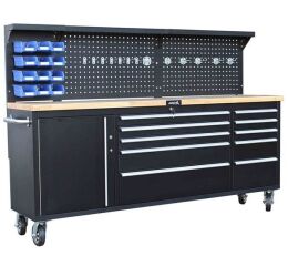 Pojazdný pracovný stôl s dierovanou doskou, 10 zásuviek - ATRUCK