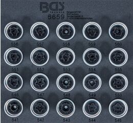 Sada kľúčov na bezpečnostné skrutky kolies v penovej výplni, VAG, 20 ks - B6659